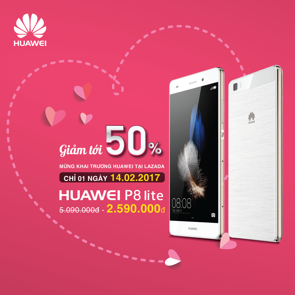 Khuyen mai 50% cho Huawei P8 Lite