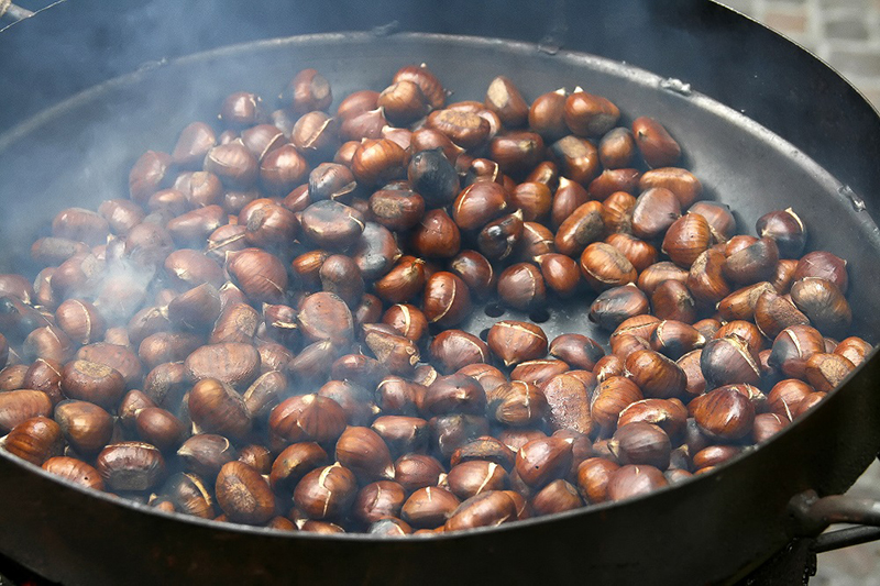 roasting chestnuts inside a pan in Lucca, Italy; Shutterstock ID 34133179; Purchase Order: -